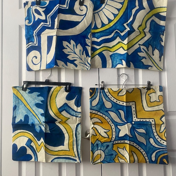 Set of 4 Blue Abstract Art Pattern Polyester Cushion Cover NWOT - MAKE Offer - Picture 2 of 8